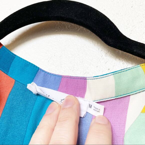 All In Favor Multi Stripe Surplice Dress Size Medium - Picture 8 of 11